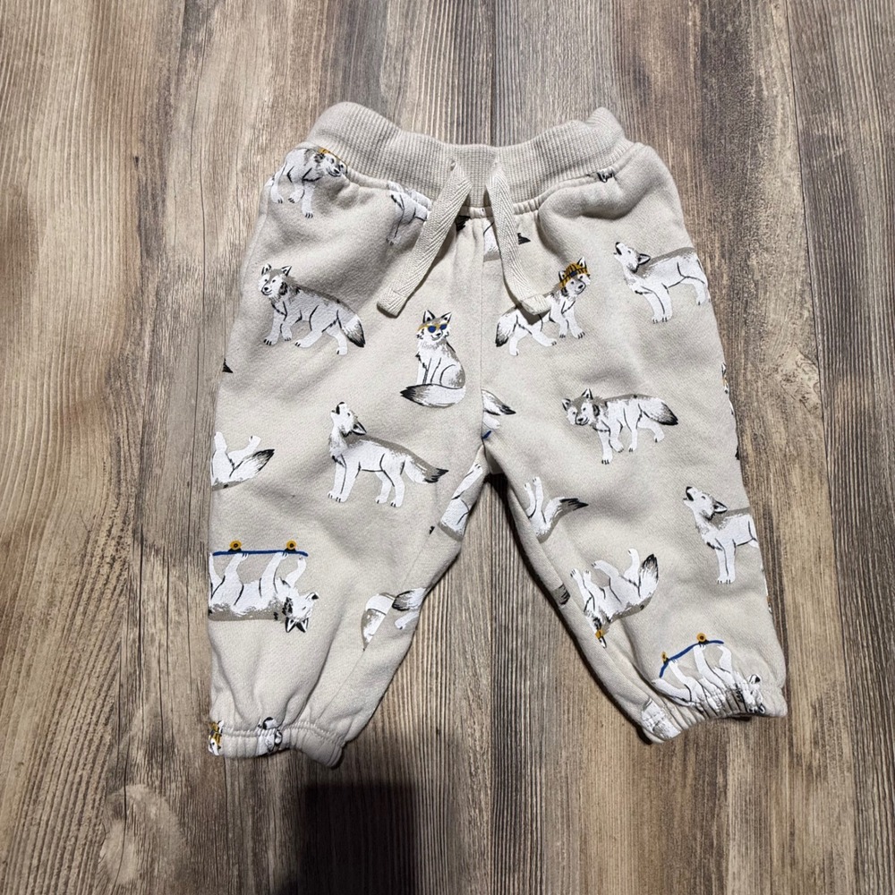 Tucker + Tate Jogger Pants Gray Wolf Print Kidcore